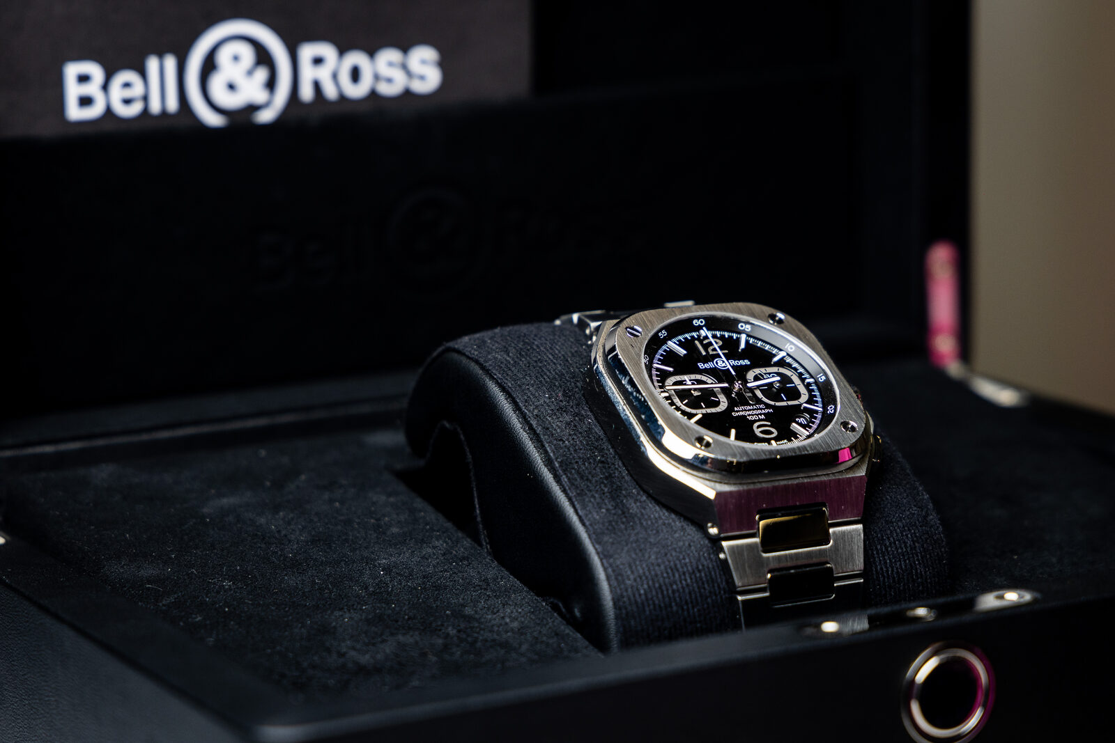 Bell & Ross BR 05 Chronograph in its open presentation box